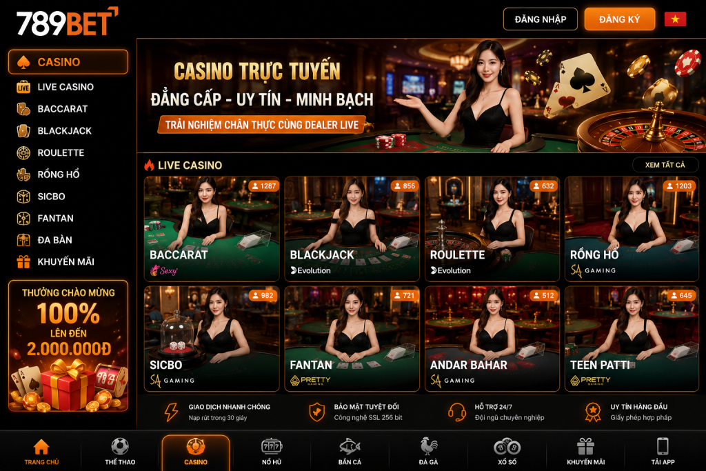 Giao diện sảnh Casino 789BET