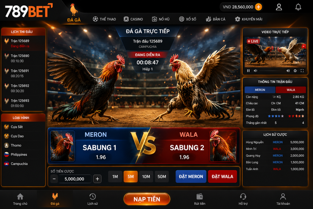 Giao diện sảnh Đá Gà 789BET