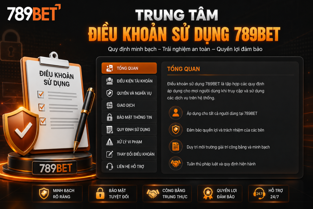 Giao diện trung tâm Điều khoản sử dụng 789BET