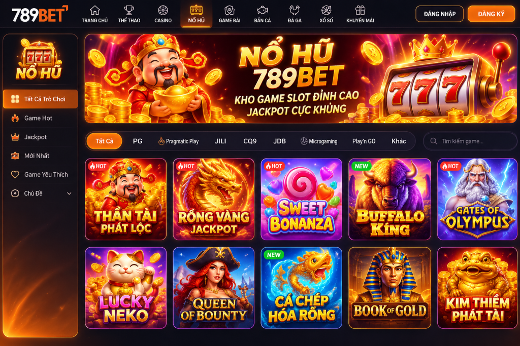 Giao diện sảnh Nổ Hũ 789BET với nhiều trò chơi slot trực tuyến