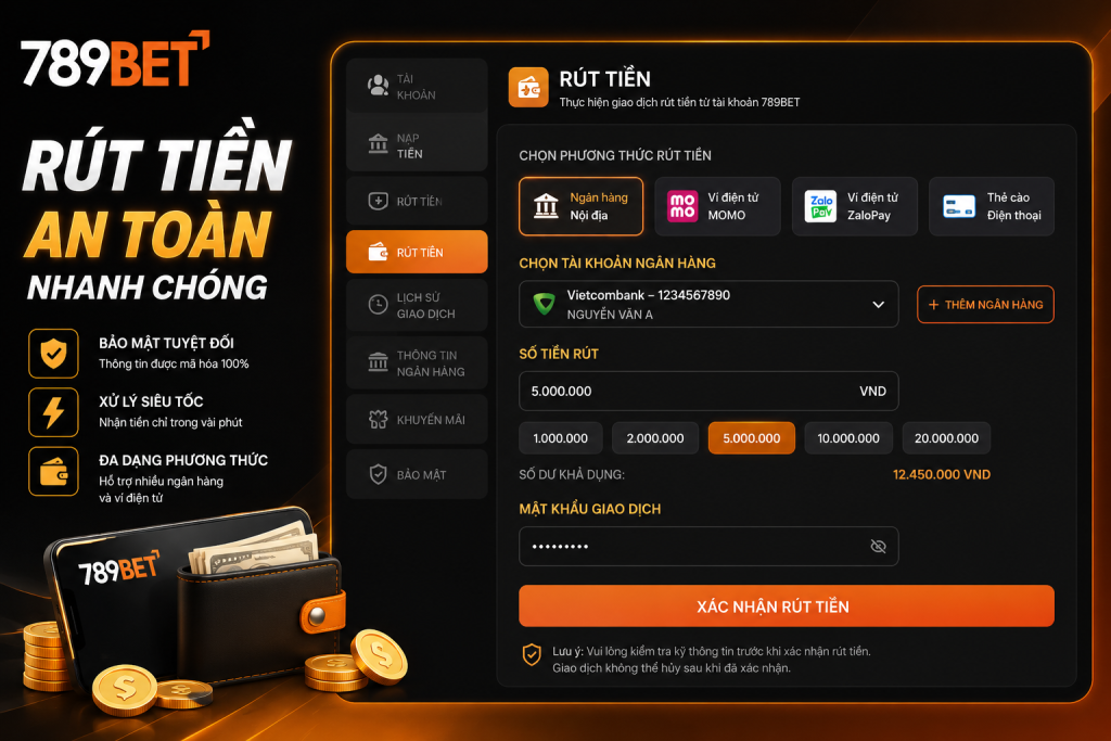 Giao diện biểu mẫu rút tiền 789BET